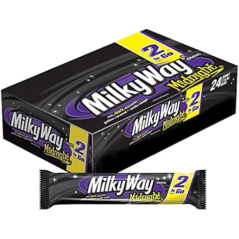Milky Way Midnight Dark Chocolate Sharing Size Candy Bars 2.83-Ounce Bar 24-Count Box Cover