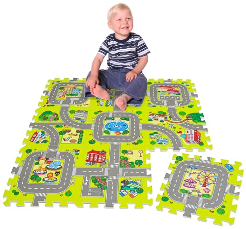 LittleTom 9 Teile Puzzlematte Straße für Kinder - 30x30 Indoor & Outdoor...