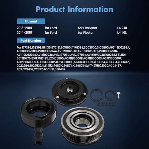 Image of ECCPP AC Compressor Clutch 2014-2019 Fit for Ford Fiesta 1.6L