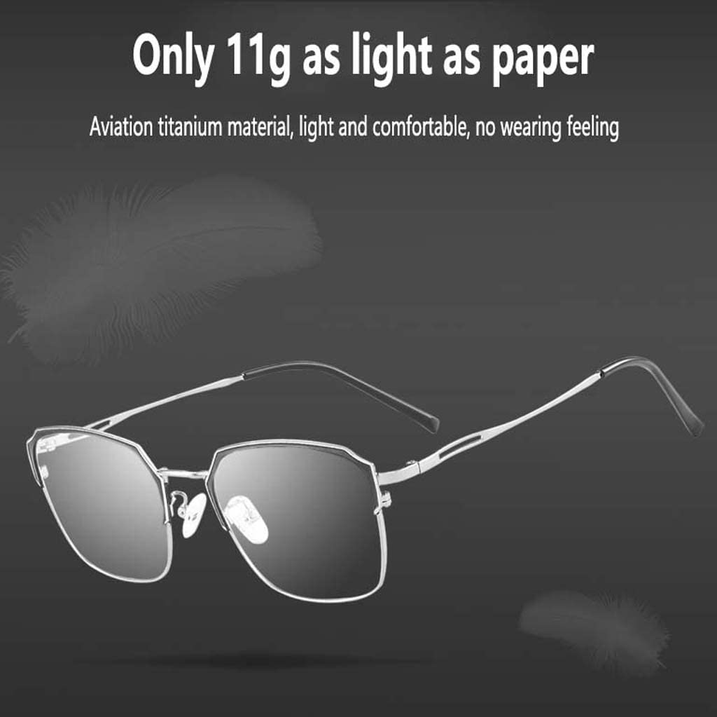 WZX Gafas de Lectura Inteligentes Que cambian de Color Gafas de Lectura Anti-Azules Gafas de Lectura de Doble Uso lejano y cercano Gafas ópticas rectangulares de Metal Lector de Tarjetas con bisagra