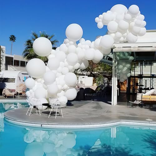 Image of PartyWoo White Balloons 100 pcs 10 Inch Matte White Latex Helium Balloons for Wedding Bridal Graduation Engagement Baby Shower Gender Reveal Easter Anniversary Birthday Party Decorations White-Y13