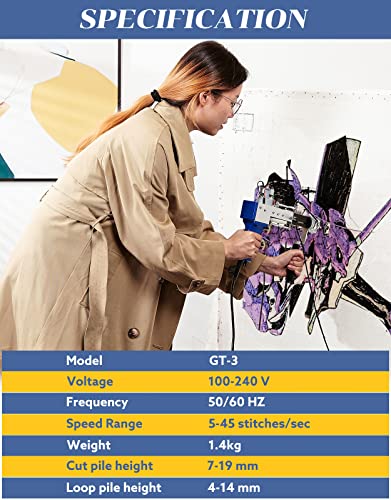 Tufting Gun, Carpet Weaving Machine, 2 In 1 Cut And Loop Pile Electric Tufting Gun, 5-45 Stitches/S High Speed Rug Gun, 4-19Mm Adjustable Pile Height, Hand Tufting Gun For Handmade Diy #TOP3