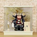 五月人形 木目込み 伝統工芸士 柿沼東光 作 (若大将 誉 白 アクリルケース 飾り) 木目込み人形 おしゃれ かわいい コンパクト ミニ 可愛い おぼこ 大将