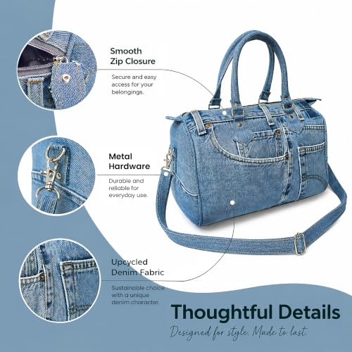 Bolso grande reciclado de mezclilla para mujer 14 pulg miniatura 4