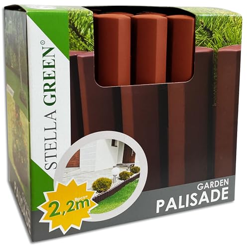 Wohnkult Gartenpalisade 8 Stück = 2,2 m Beeteinfassung Rasenkante 3 Farben (Terracottta)