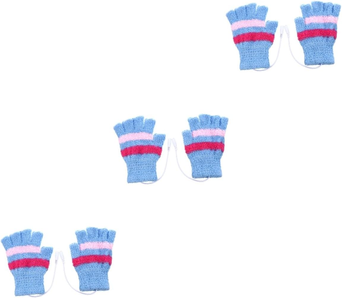 BESPORTBLE 3 Pairs Winter Essential Electric Gloves Half Finger Mitten for Men Women Ideal for Cold Weather Activities Random Color