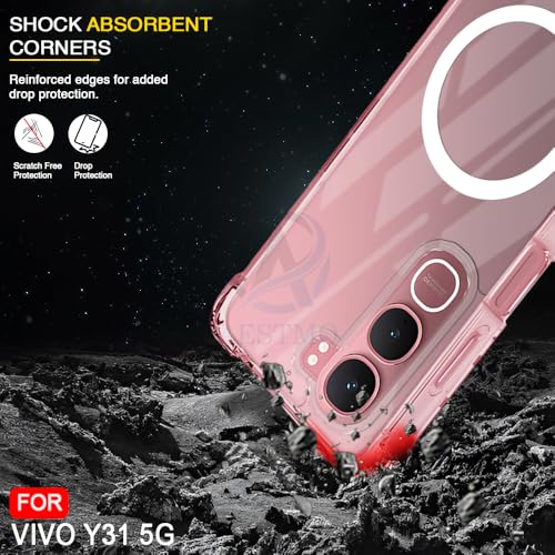 Image of AESTMO Clear Back Cover for Vivo Y31 5G | 360 Protection | Transparent Back Cover for Vivo Y31 5G (PC + TPU, Compatible with MagSafe Accessories, Transparent Bumper)