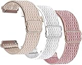 Geiomoo 20mm Nylon Band for Watches and Smartwatches, Replacement Strap (20mm 3 Pack Rose+White+Pink