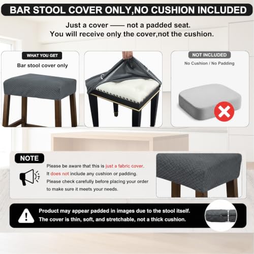 Image of NeColorLife Rectangle Bar Stool Covers Waterproof,Light Gray,4 Pack