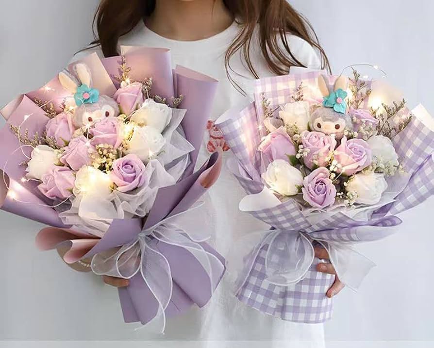 Amazon｜ソープフラワー 花束 バラ 造花 可愛いくま 誕生日 母の