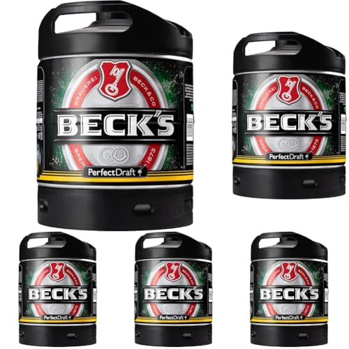 Beck’s Pils Bier Perfect Draft (1 x 6l) MEHRWEG Fassbier (Packung mit 5)