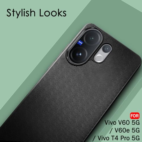 Image of TheGiftKart Back Cover Case for Vivo V60 5G / V60e 5G / Vivo T4 Pro 5G | Slim & Lightweight | Ultra-Premium Design | Camera Protection Bump | Fabric Texture Case Cover (PC & TPU, Black)