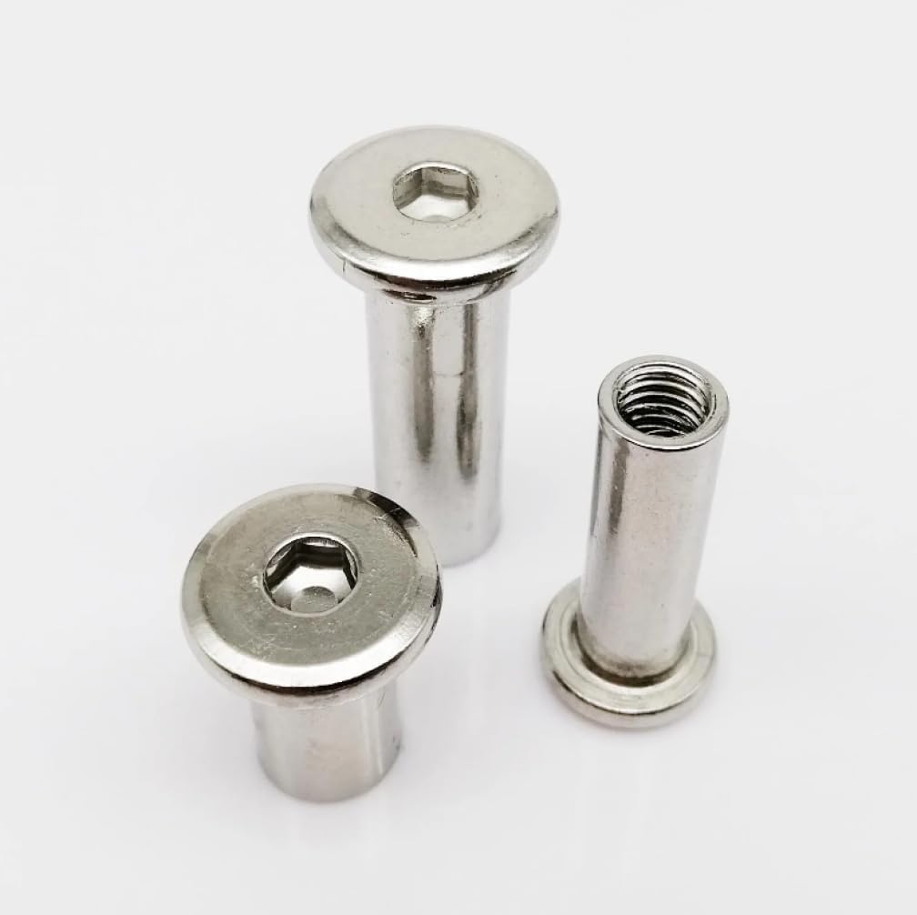 Rivets,Chicago Screws, 304 Stainless Steel Large Flat Hex Hexagon Socket Head Furniture Rivet Connector 1-5pcs(1pc M6x60mm)