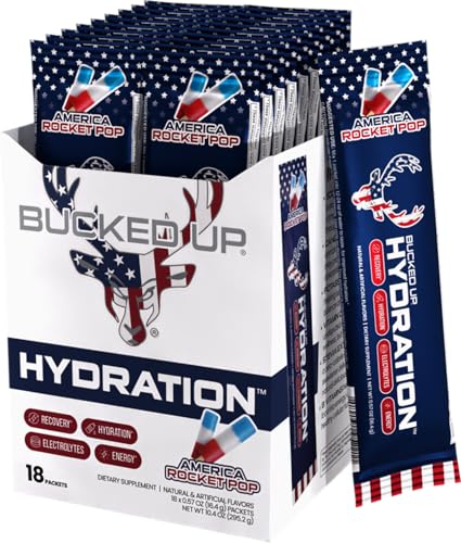 Bucked Up Hydration - Rocket Pop | Electrolyte and Hydration Powder Drink Mix | 18 Packs (18 Servings)