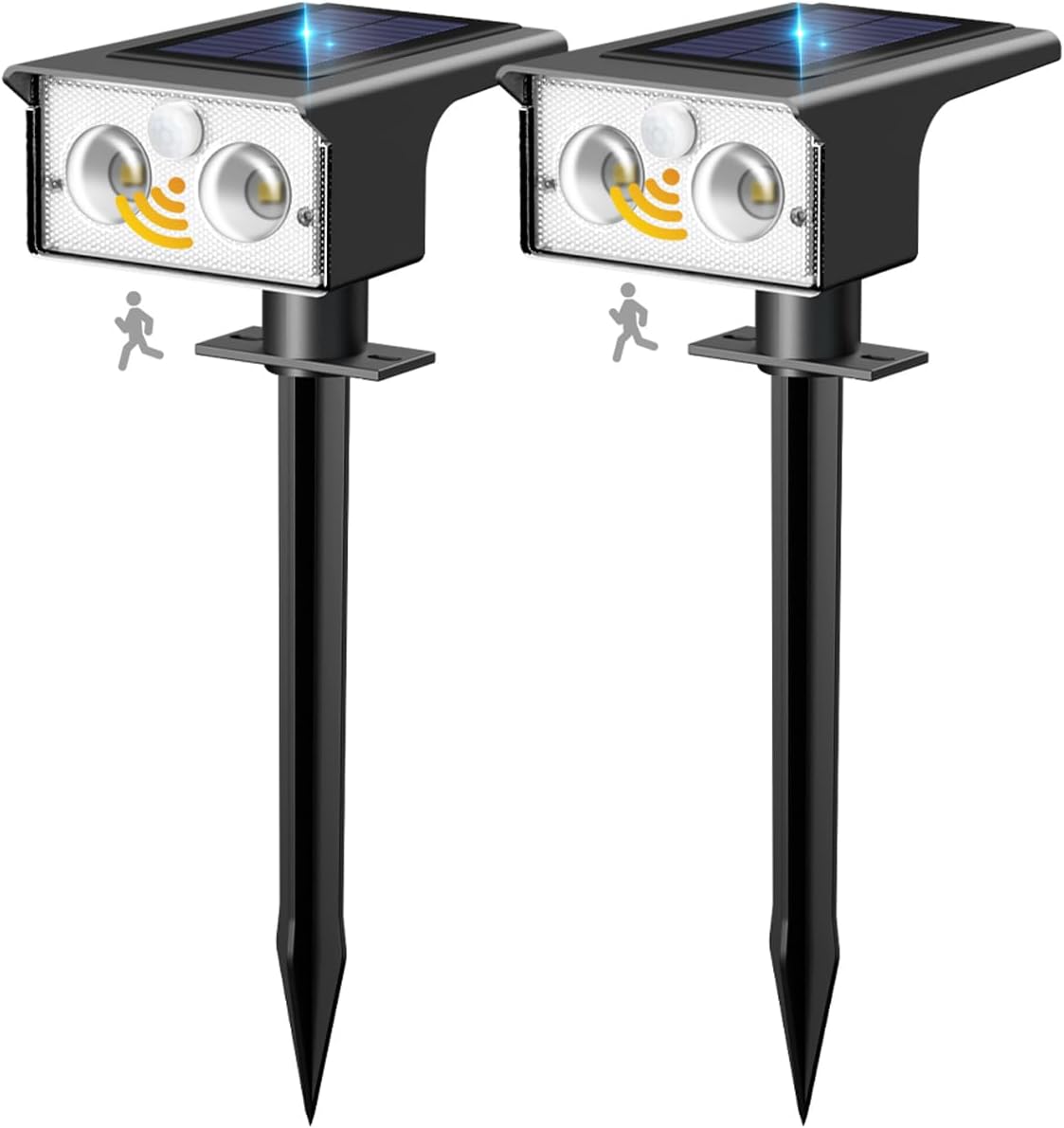 btfarm 2 Stück Solarlampen für Außen mit Bewegungsmelder, 3 Modi Solarstrahler für Außen Garten IP65 Wasserdicht Led Solar Strahler, 6500K Solarleuchten Aussen für Eingang Terrasse Treppe, Kaltweiß