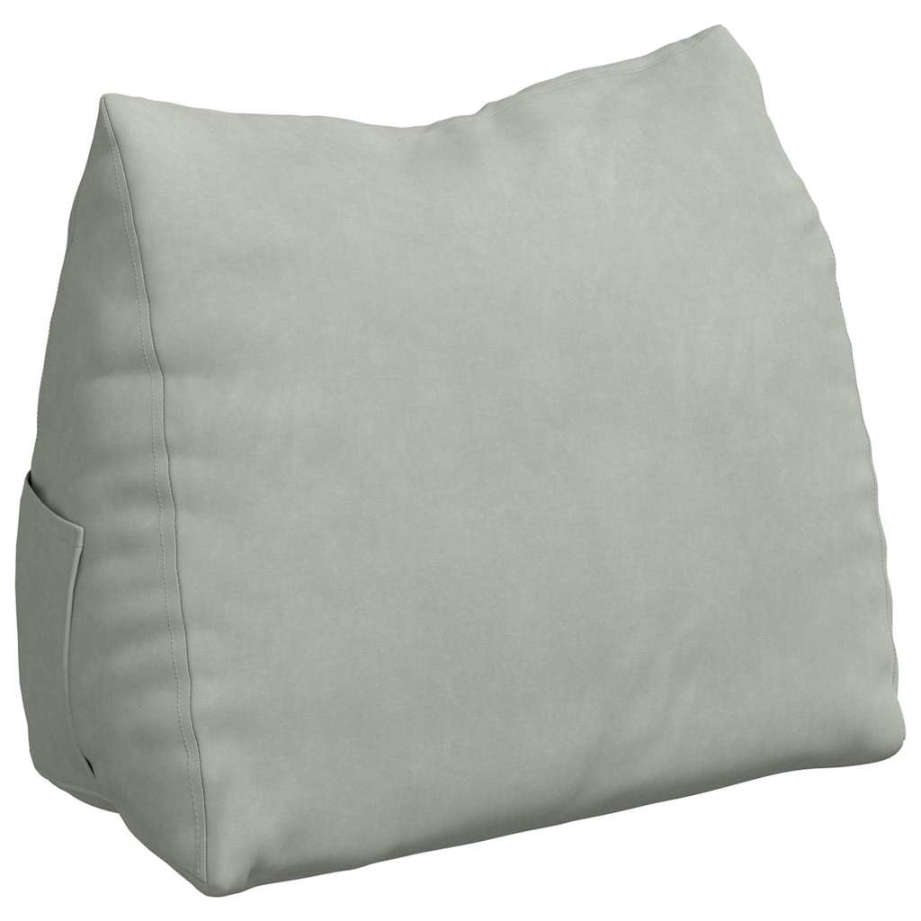 Cuscino per schienale grigio chiaro, 60 x 20 x 50 cm, tessuto in velluto a