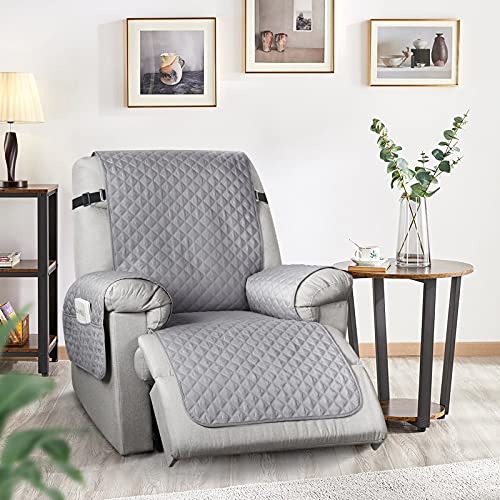 Taococo Non-Slip Recliner Chair Cover Sofa Slipcover, Pet Cover For Small Recliner Chair With Elastic Straps, Washable Reclining Chair Cover Recliner Furniture Protector (23'' Small, Light Gray) #TOP5