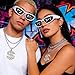 ZhengYuFa 90S 80S Hip Hop Costumes Kit, 2000S Rapper Accessories, Fake Jewelry，Boys Necklace Dollar Ring Steampunk Glasses Adults