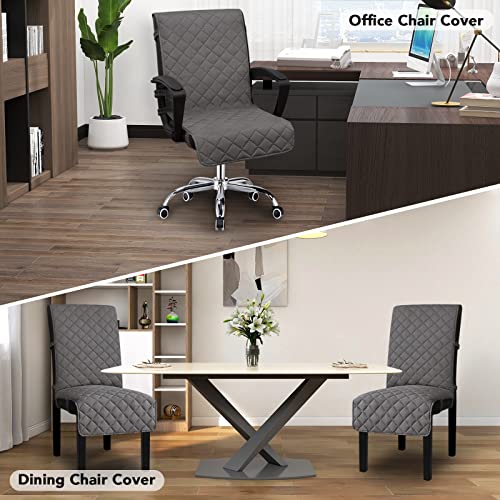 Reversible Water-Resistant Office Chair Cover with Anti-Slip Buckle (Medium, Gray/Light Gray)