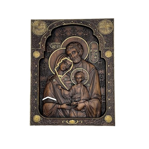 Décoration murale sainte famille en hêtre sculpté main pour maison élégante