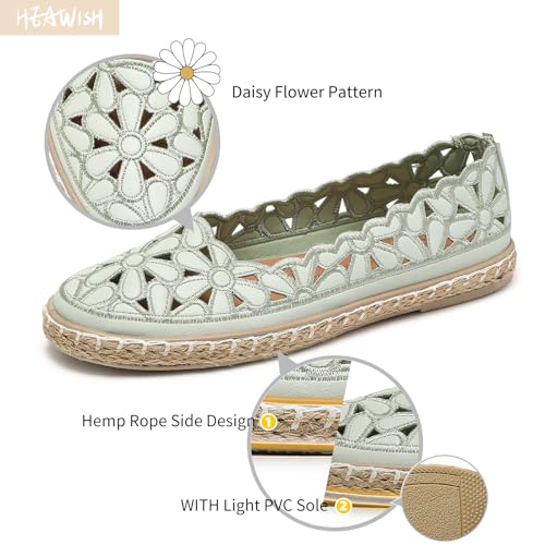 Image of HEAWISH Women's Ballet Flat Daisy Round Toe Dress Shoes Casual Slip On Rope Loafer