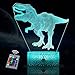 JQGO Luz Nocturna Infantil, Luces nocturnas Ilusión 3D Dinosaurio para niños con mando a distancia y 16 colores cambiantes y función regulable, regalo de cumpleaños para jóvenes, niñas, hombres