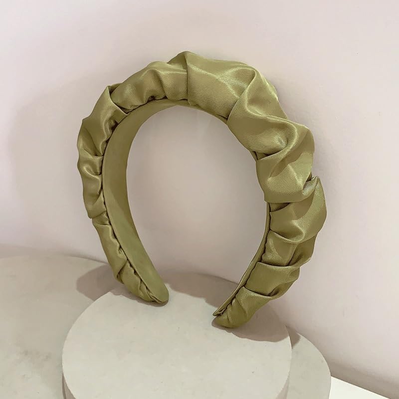 Vintage Pleated Thick Sponge High Cranial Top Headpiece Press Hairpin Wide Edge Headband