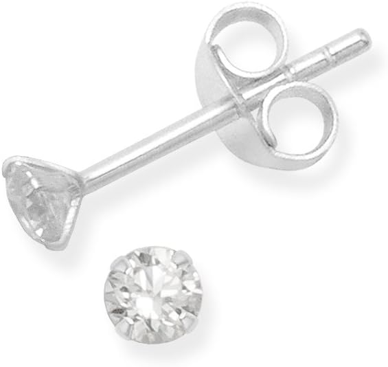 Heather Needham Sterling Silver Cubic Zirconia Earrings Clear colour - SIZE: 4mm. Branded Gift boxed 4mm cubic zirconia Round Stud earrings. 5768CZ/B41HN
