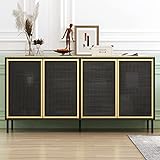 Accent Cabinet, Sideboard Buffet Cabinet Kitchen Storage Cabinet Console Televison Table with 4 Iron