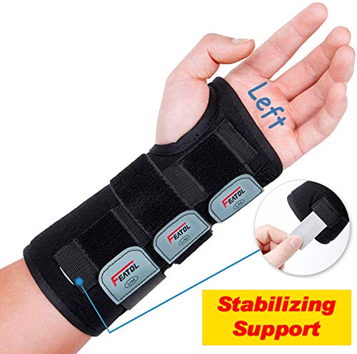 Wrist Brace for Carpal Tunnel, Adjustable Wrist Support Brace with Splints Left Hand, Medium/Large, Arm Compression Hand Support for Injuries, Wrist Pain, Sprain, Sports Wrist Brace for Carpal Tunnel, Adjustable Wrist Support Brace with Splints Left Hand, Medium/Large, Arm Compression Hand Support for Injuries, Wrist Pain, Sprain, Sports
