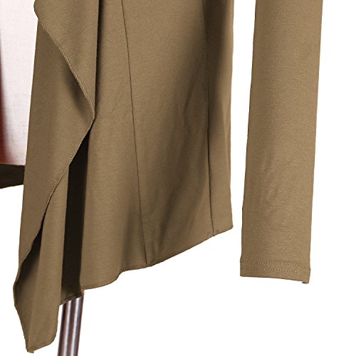 Urban CoCo Women's Drape Front Open Cardigan Long Sleeve Irregular Hem (M, Camel)