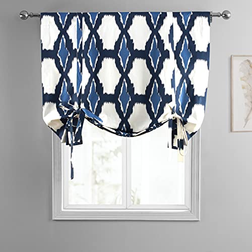 Image of HPD Half Price Drapes Room Darkening Tie Up Curtains 46 X 63 Inch Sorong Printed Cotton Window Roll Up Balloon Curtain for Living Room, Kitchen PRTW-TUD22D-63 (1 Panel), Sorong Royal