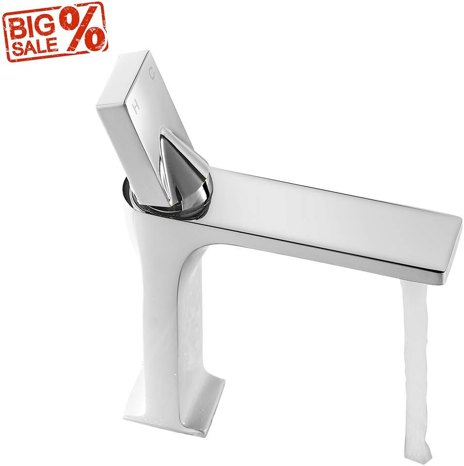 WANFAN Modern Commercial 8.66 Inch Single Handle Bathroom Faucet, Laundry Vanity Sink Faucet With Two 3/8" Hoses White&Chrome