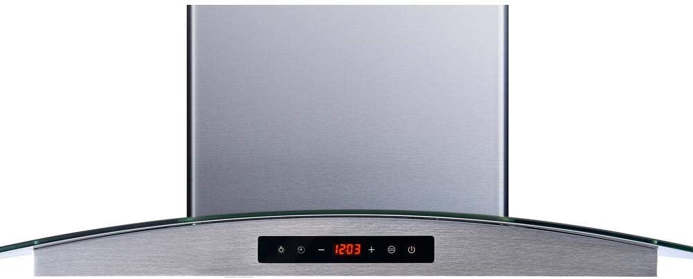 Winflo 30 In. Convertible Stainless Steel Glass Island Range Hood with Stainless Steel Baffle Filters, 2 pcs Charcoal Filters and Touch Sensor Control
