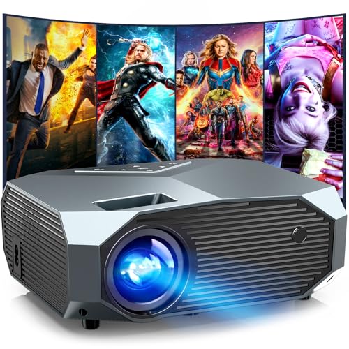 YOWHICK Proyector con WiFi y Bluetooth, proyector de películas portátil nativo 1080P para exteriores, zoom del 50%-100%, pantalla de 400 pulgadas, proyector 4K compatible con HDMI/USB/PC/TV/PS5/DVD