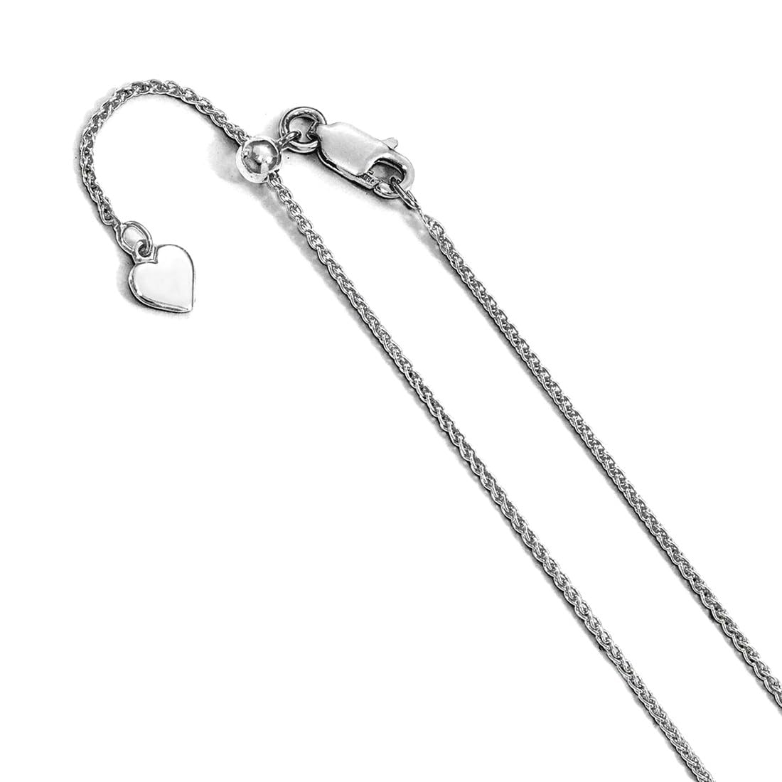 JewelryWeb 1.3mm 925 Sterling Silver Polished Lobster Claw Closure Adjustable Wheat Chain Necklace Chain Necklace for Women and Men