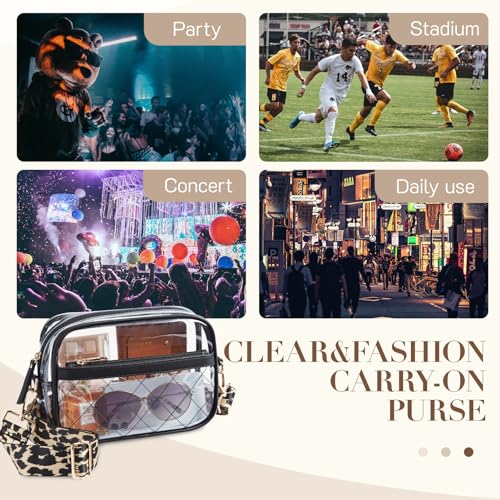 Image of Missnine Clear Bag for Stadium Events Quilted Clear Purse for Women Stadium Approved PVC Crossbody Concert Bag