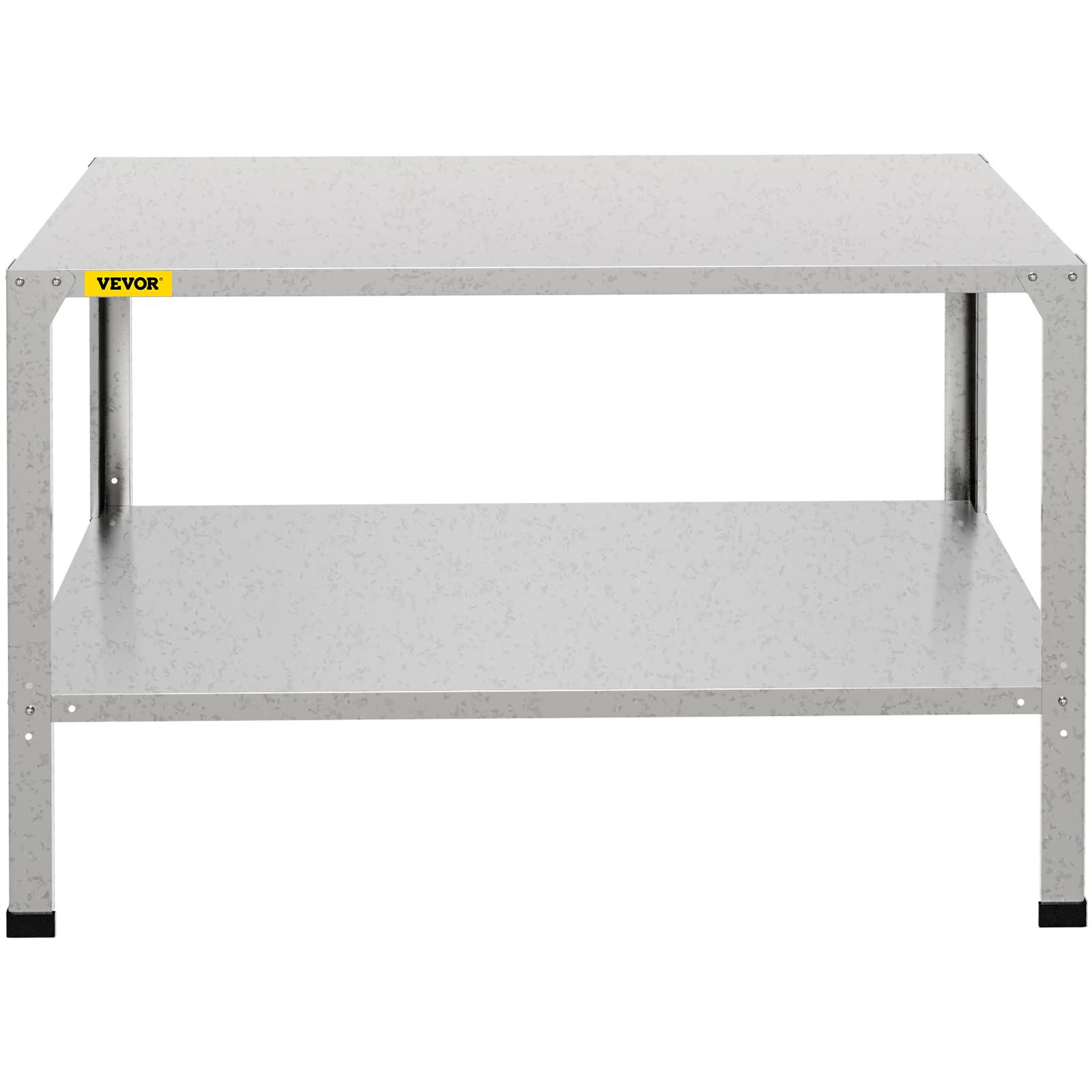 VEVOR Potting Bench, 46" L x 20" W x 32" H, Galvanized Steel Outdoor Workstation with Rubber Feet, Multi-use Double Layers Gardening Table for Greenhouse, Patio, Porch, Backyard, Silver