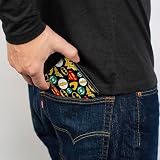 Buckle-Down - Dwustronny portfel - zapinany na zamek portfel PU dwukrotny - Liga Sprawiedliwości 6-Superbohater Logo Kolaż Czarne Męskie