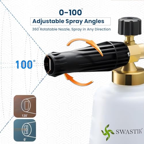 Image of SWASTIK Pressure Washer Spray Gun with Lockable Handle, 1L Foam Cannon & Extension Rod, Adjustable Nozzle Car Wash Kit, Compatible with STARQ, VANTRO, AGARO & Shakti (Green Gun)