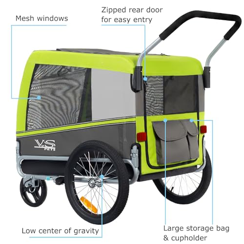 Tiggo Veelar Sports Pets Large Dog Bike Trailer & Stroller for Medium,Large Dog or Multiple Small Dogs, Pet Stroller for Dogs Up to 78 lbs, Parking Brakes, Low Center of Gravity Tiggo Veelar Sports Pets Large Dog Bike Trailer & Stroller for Medium,Large Dog or Multiple Small Dogs, Pet Stroller for Dogs Up to 78 lbs, Parking Brakes, Low Center of Gravity
