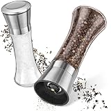 LINFELDT® Salz und Pfeffermühle Set Edelstahl - TOP GEWÜRZMÜHLEN | Pfeffer und Salzmühle - Salt and Pepper Grinder | Pfeffer Salz Mühlenset, Pfeffermühle Groß, Salz Pfeffermühle Glas