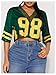 SOLY HUX Women's Number Graphic Tees Lace V Neck Half Sleeve Crop Tops Jersey Shirt Y2k Streetwear Green Number Medium