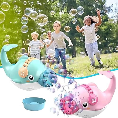 Golfinho Bolas Sabão Máquina Lança Bolhas Brinquedo Criança (Verde + Refil)