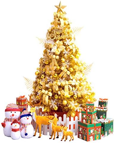 Amazon Co Jp 1cm Veroman クリスマスツリー ゴールド Ledライト オーナメント 飾り付き 豪華10点セット おもちゃ