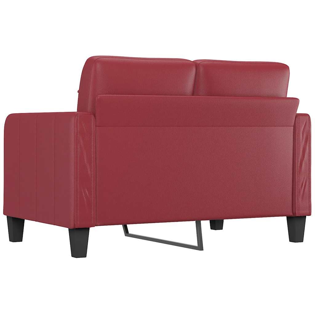 Sofá de 2 plazas de Cuero sintético Rojo Vino 120 cm