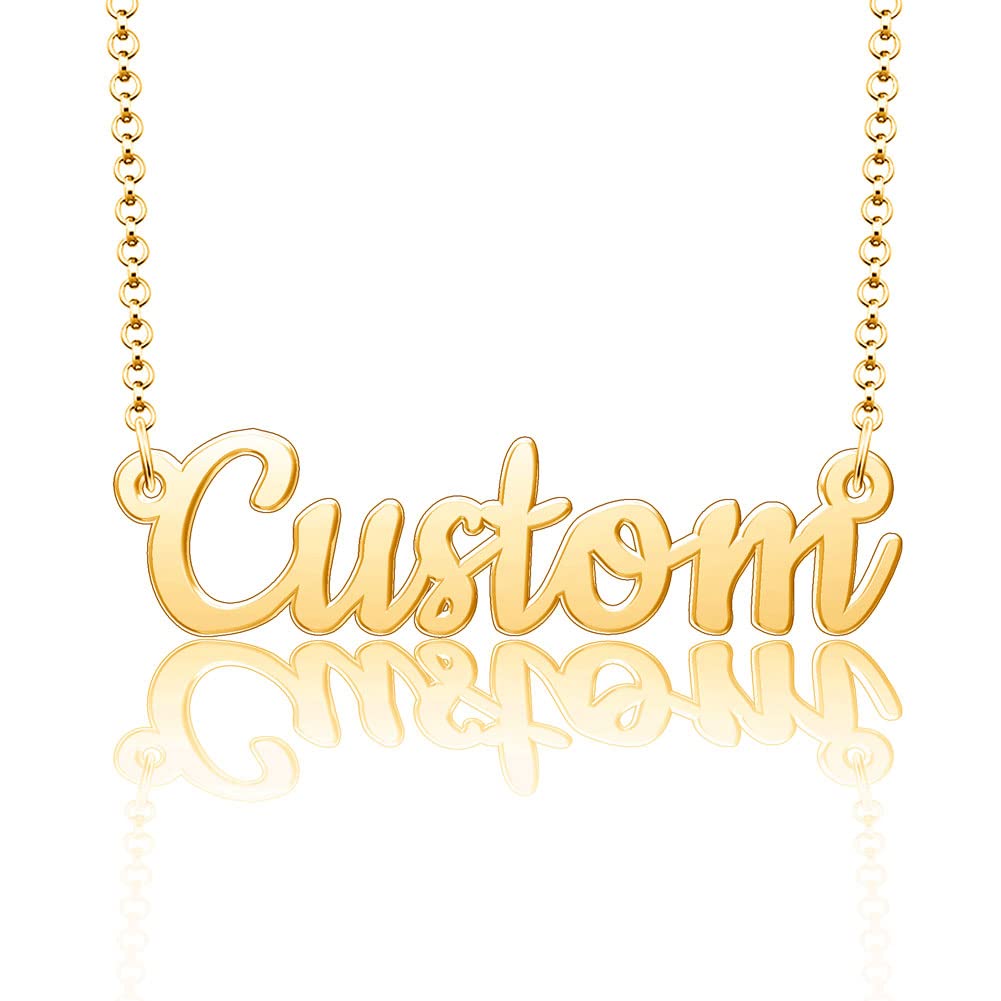 Charmed Craft 18K Gold Plated or 925 Sterling Silver Custom Name Necklace Personalized Nameplate Jewelry Gift for Women Girls Necklace