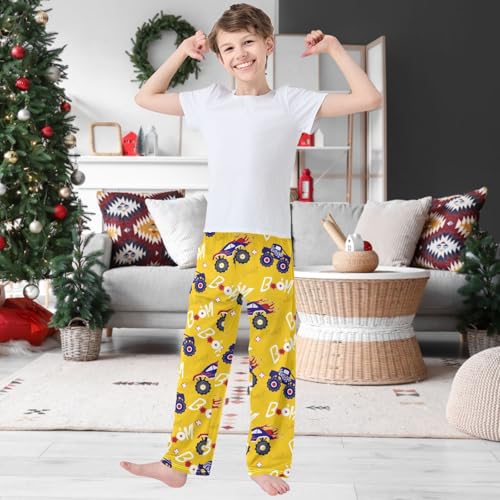 Boy's Pants Monster Truck Cartoon Jogger Pants Elastic Waist Long Bottoms Trousers with Pockets 6-14 Years2