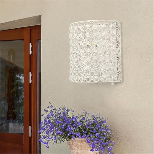 Image of Elegant Designs SC1000-WHT Elipse 1-Light Contemporary Modern 8 inch Crystal and Metal Wall Sconce Lighting Fixture for Bathroom Vanity Hallway Powder Room Dining Room Living Room Bedside, White