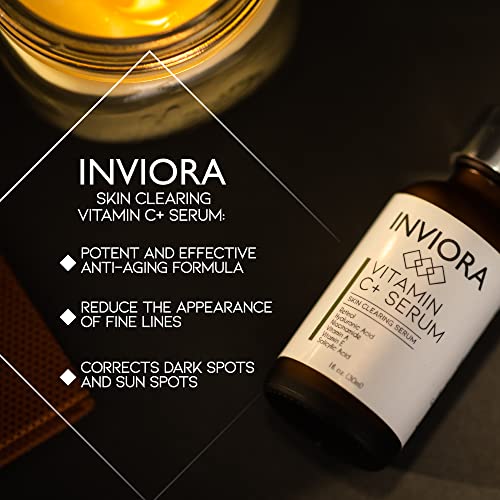 Inviora Advanced Vitamin C+ Serum - Correcting Vitamin C Serum For Face With Hyaluronic Acid, Vitamin B3, Vitamin E, And Vitamin A - Anti-Aging Facial Serum To Fade Dark Spots And Impurities- 1 Oz #TOP6
